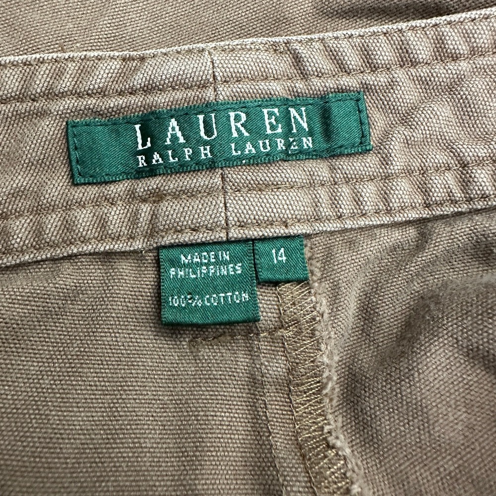 Lauren Ralph Lauren Womens Old Money Safari Bermuda Shorts Size 14 Khaki Preppy - Picture 3 of 8